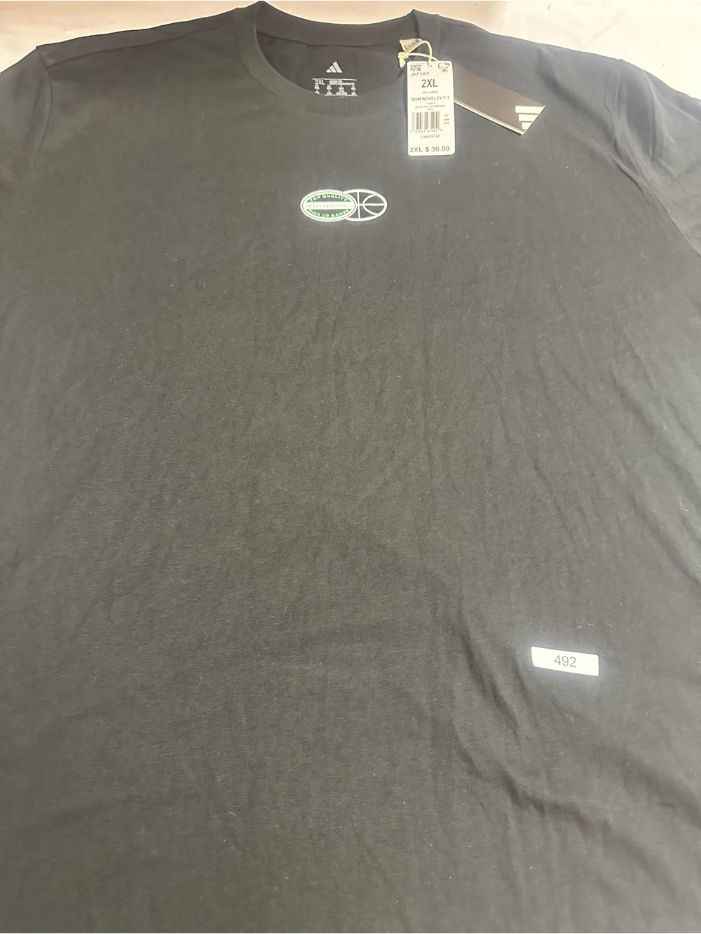 adidas Black Short Sleeve Graphic Crew Tee with Small Chest Logo